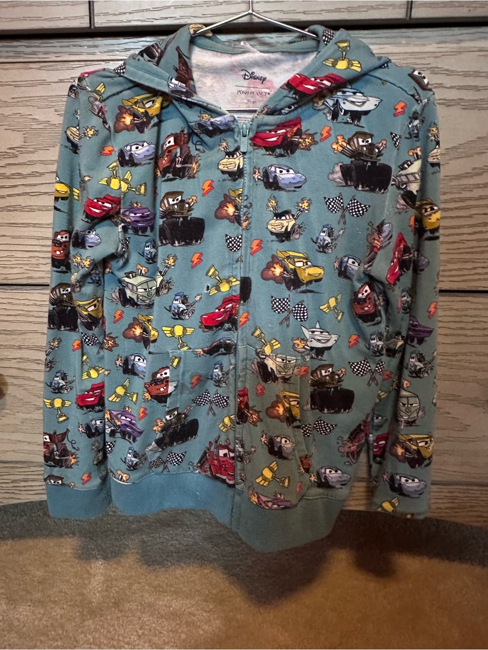 Posh Peanut Disney Cars Light Teal Kids Zip Hoodie